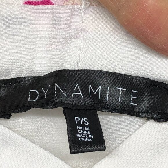 Dynamite White & Fuschia Floral Surplice neck Waist Tie Jumpsuit size S - Picture 3 of 14